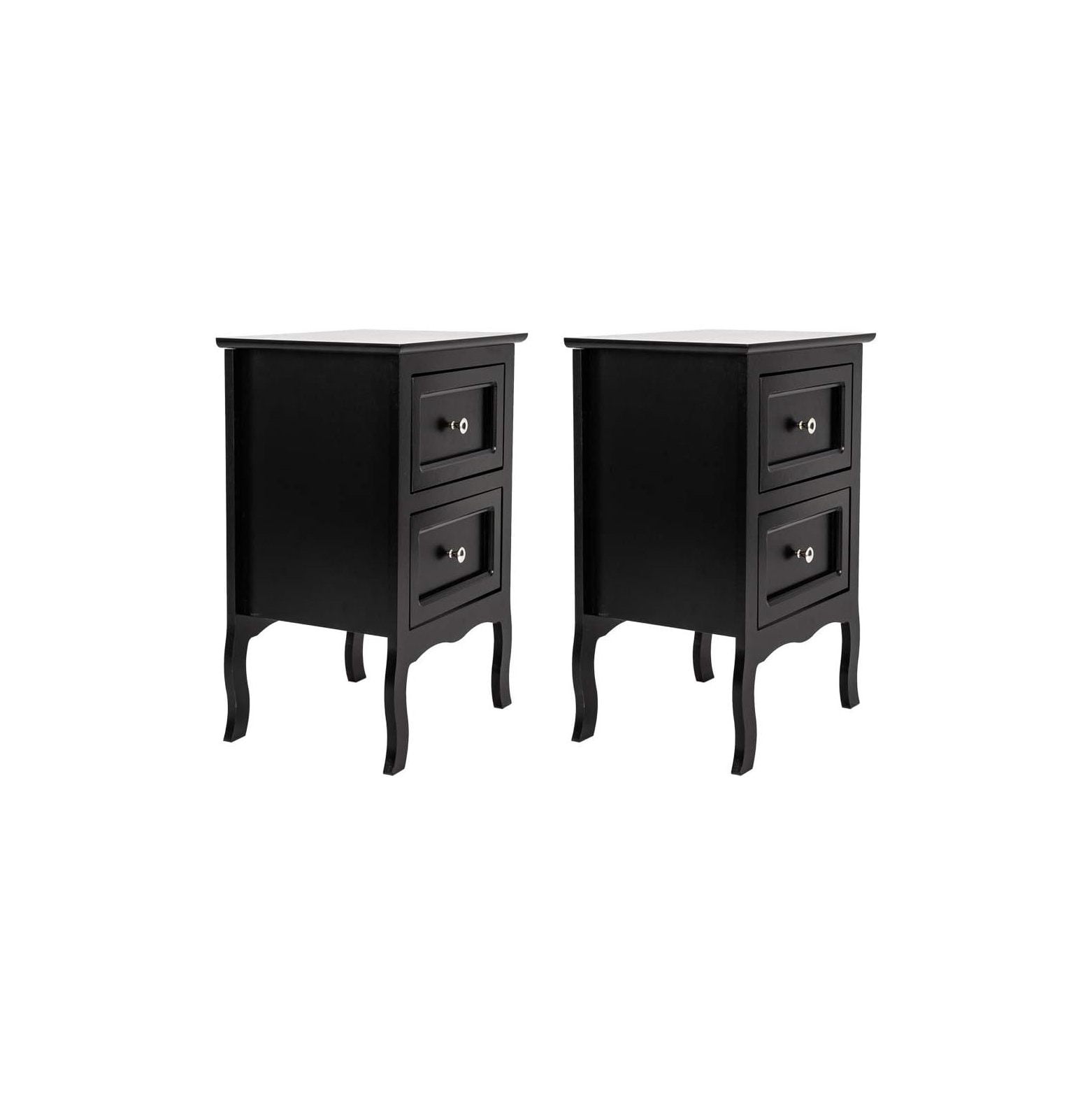 NeosKon Rustic Style Bedroom Nightstands Set of 2, Large Black Bedside
