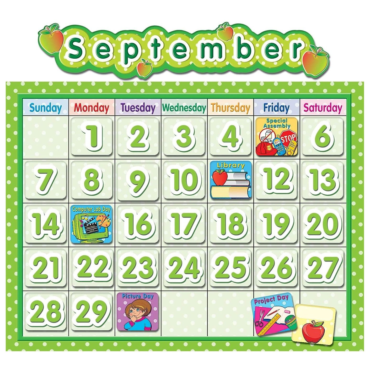 NeosKon TCR4188 Polka Dot School Calendar Bulletin Board Set Paper neoskon-tcr4188-polka-dot-school-calendar-bulletin-board-set-paper