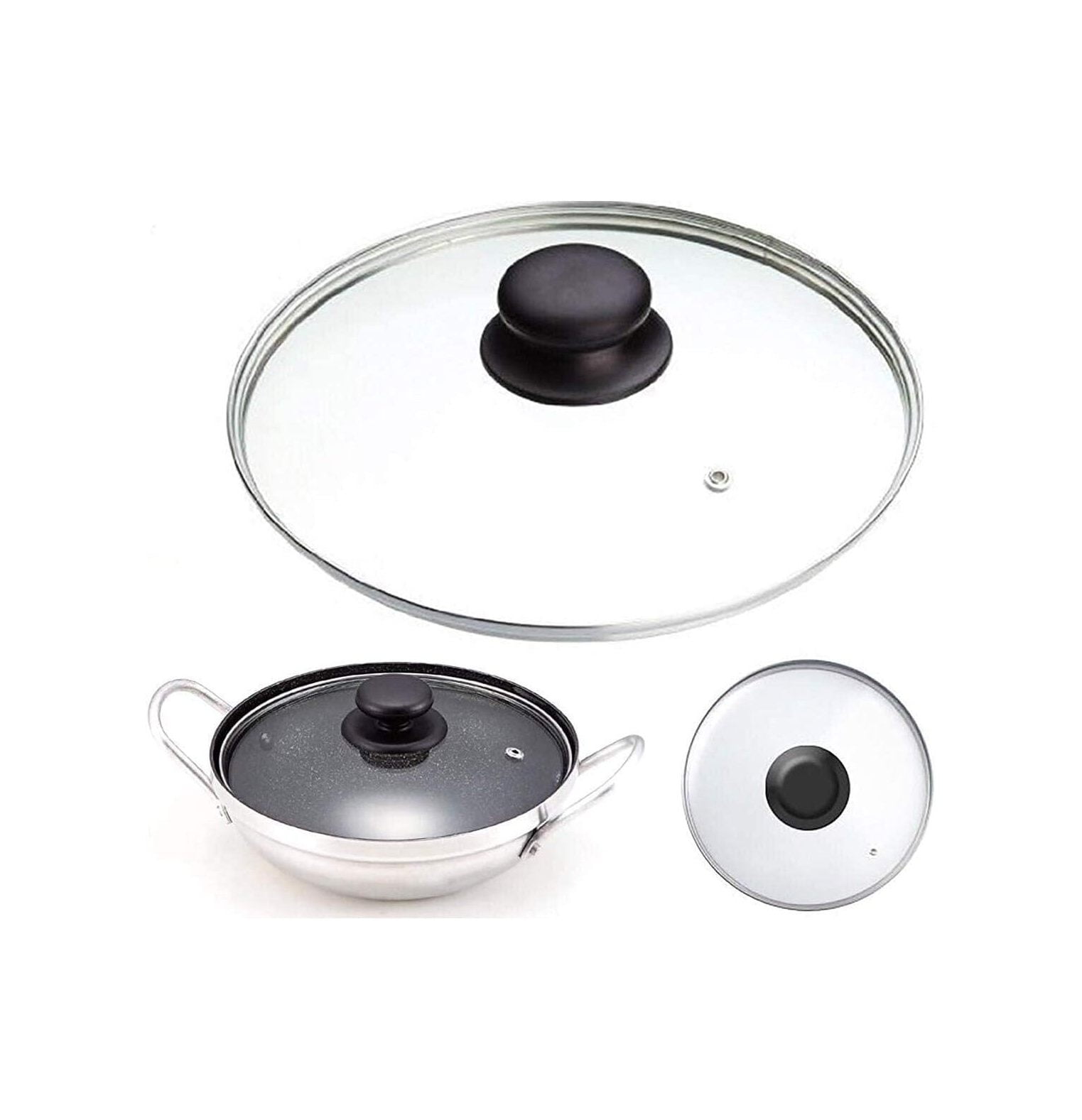 NeosKon Tempered Glass Lid, Cookware Glass Lid, 34cm (13.3858Inches Inner Edge to Edge