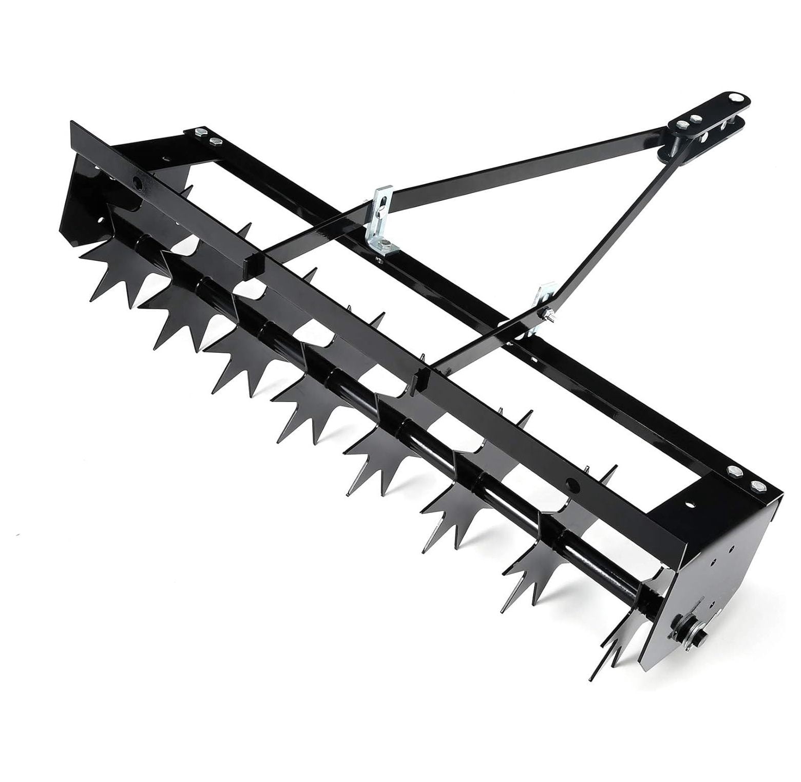 NeosKon Tow Spike Aerator Black 32 inches Double TowBehind Bar Lawn