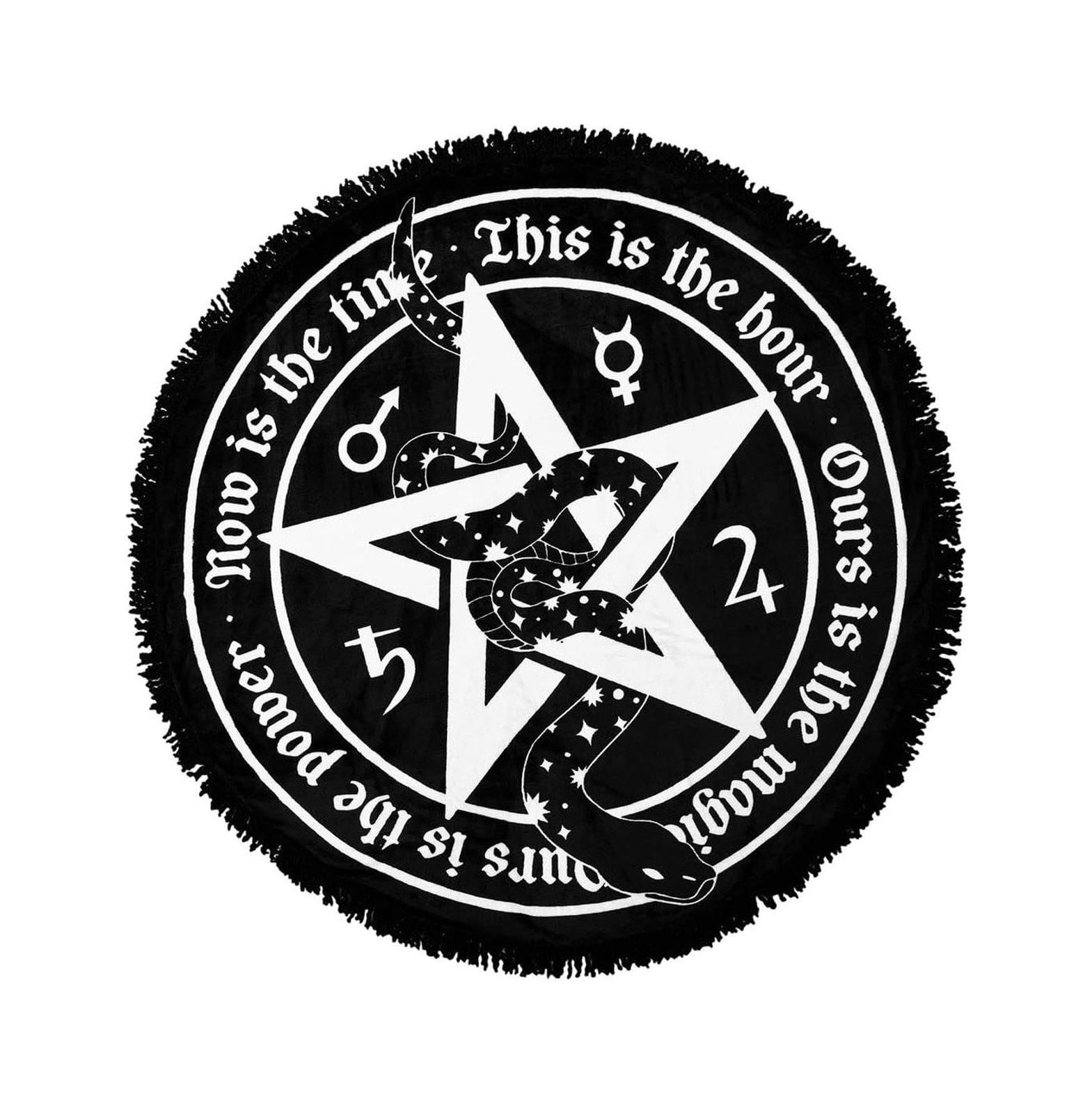 NeosKon Witchy Wiccan Occult Bed Throw Goth Round Pentagram Blanket
