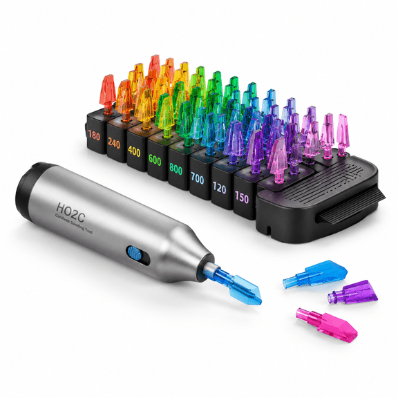 Neosanderbo - Mini Reciprocating Detail Sander Kit With 64 Color-coded Sanding Heads Charging Dock & Basic Sandpaper Set Gift Ide