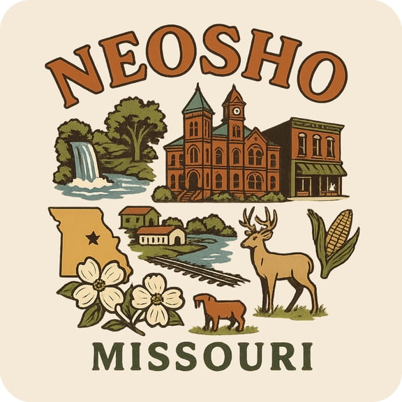 Neosho Missouri Keepsakes Souvenir Vinyl Sticker – Destination Travel Keepsake Collectible (4-Inches Wide)