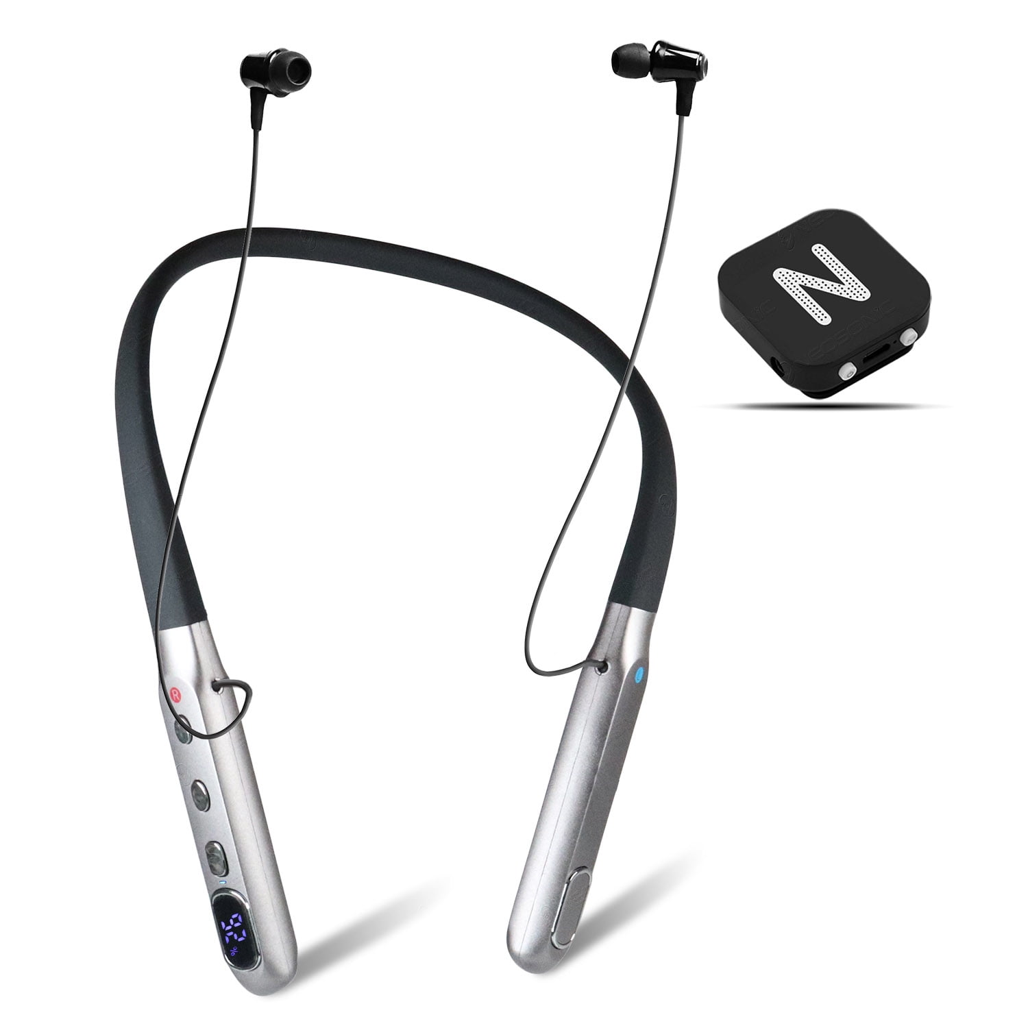 Neosonic NW10 Pro Hearing Amplifier for TV Watching, Rechargeable Neckband Pocket Talker, Black