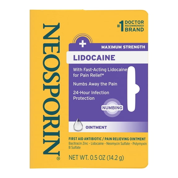 Neosporin + Lidocaine Pain Relieving Antibiotic Ointment 0.5 Oz (Pack of 8)