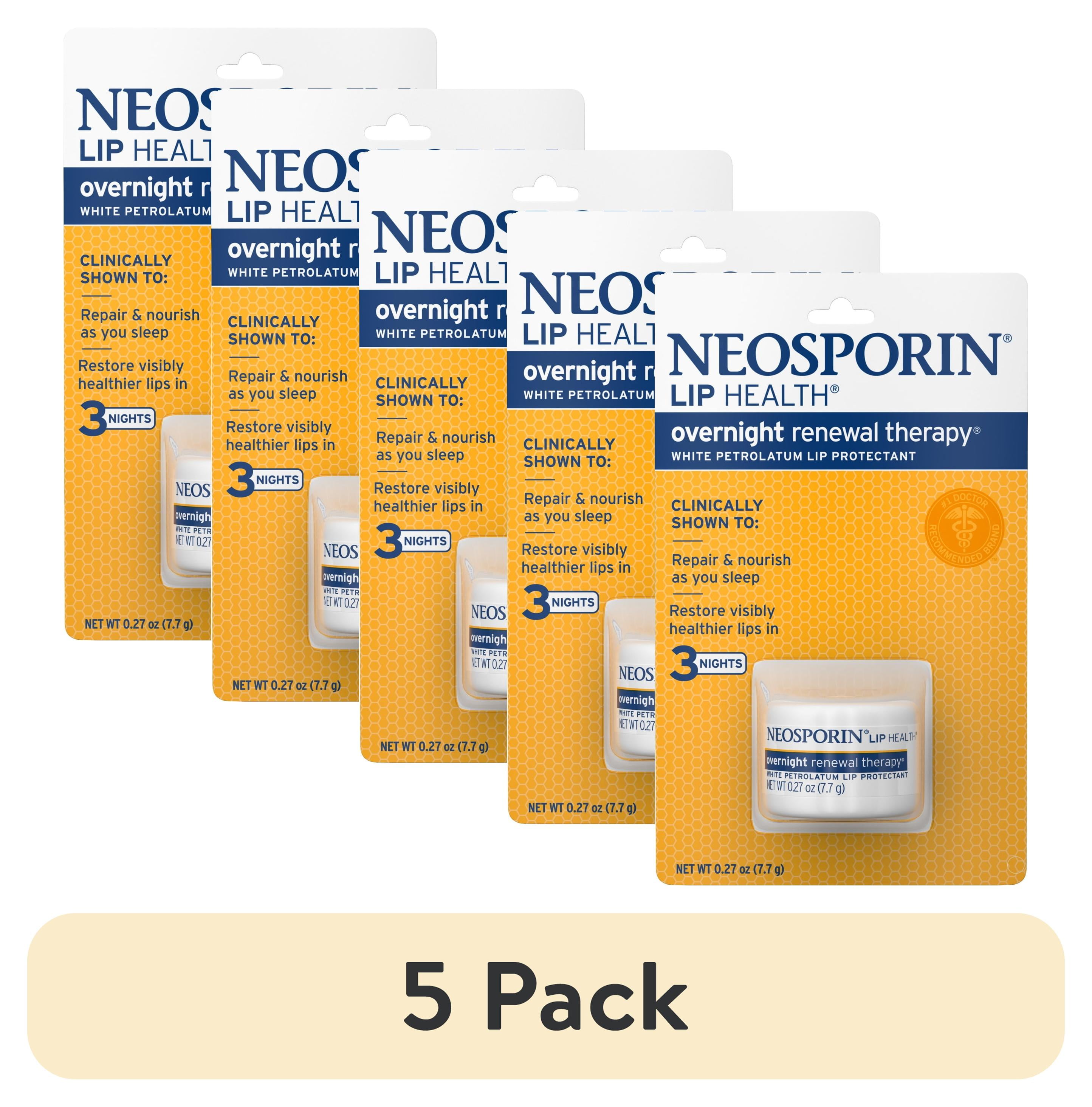 (5 pack) Neosporin Lip Health Overnight Therapy Lip Protectant, 0.27 oz(00)