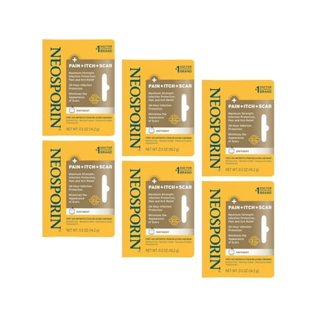 Neosporin + Pain Itch Scar Multi-Action Ointment 0.5 oz (Pack of 6)