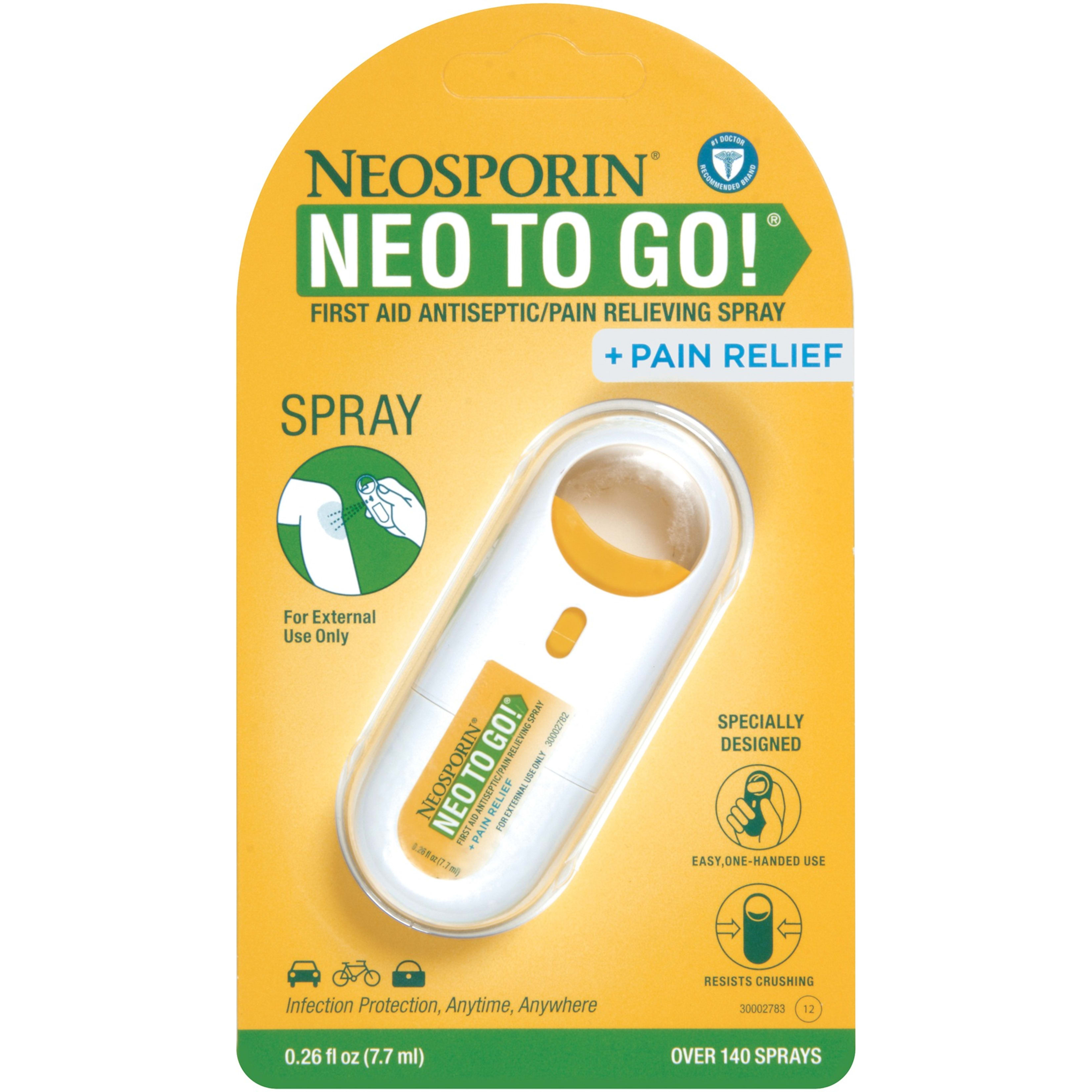 Neosporin + Pain Relief Neo To Go! First Aid Antiseptic/Pain Relieving Spray,.26 Oz - image 1 of 9