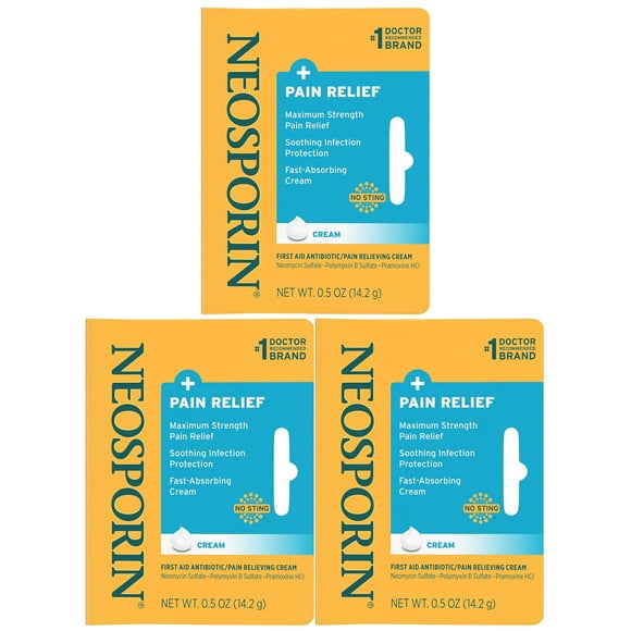 Neosporin Plus Pain Relief Cream 0.5 Oz (3 Pack)
