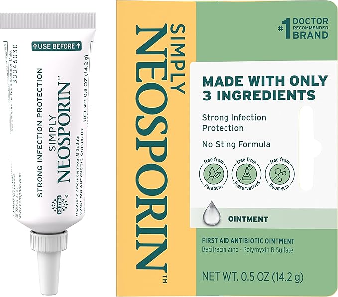 Neosporin Simply Formula 3Ingredient First Aid Antibiotic Ointment and