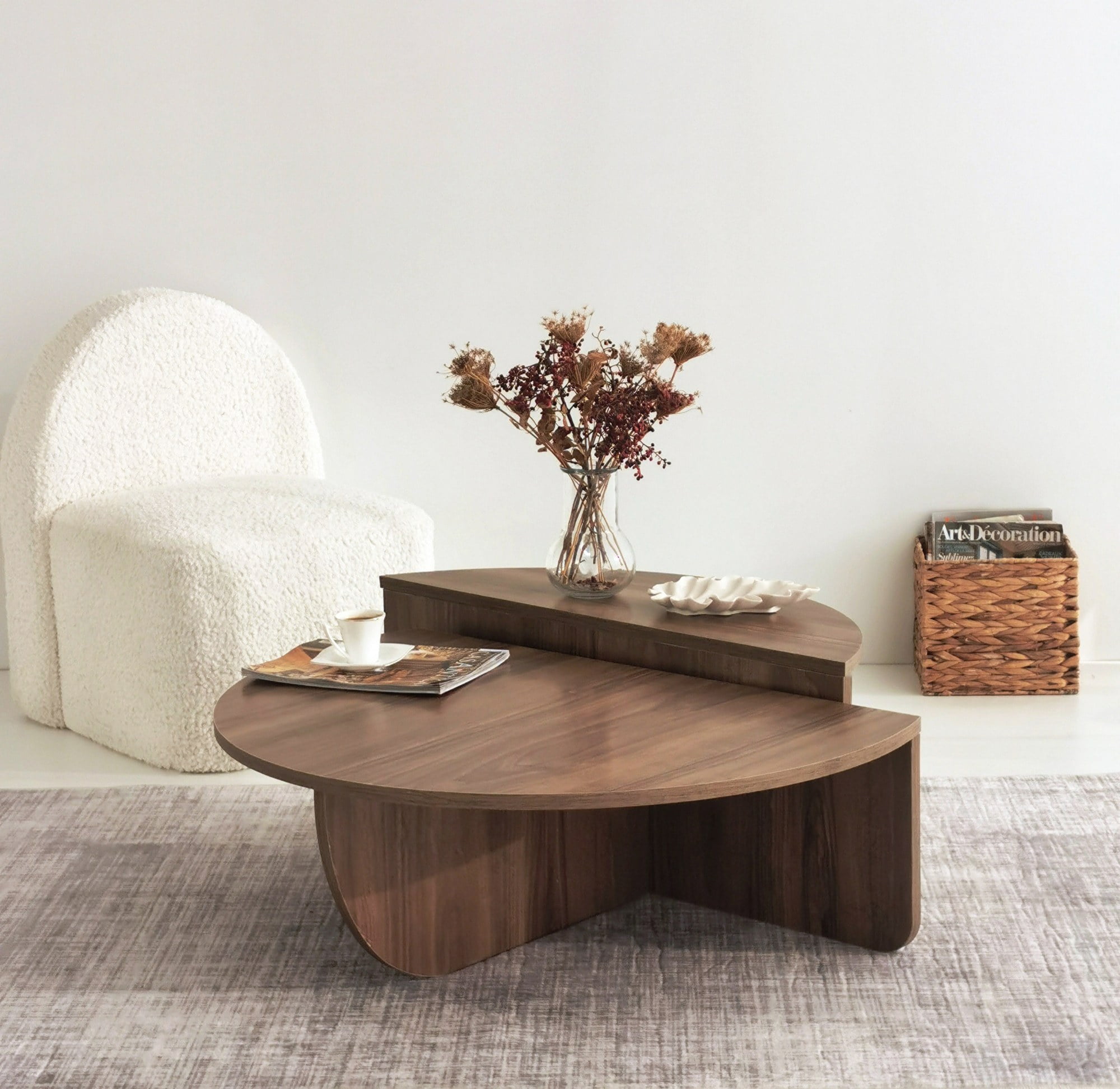 Neostill Podium Elegant Walnut Coffee Table with Melamine Coated