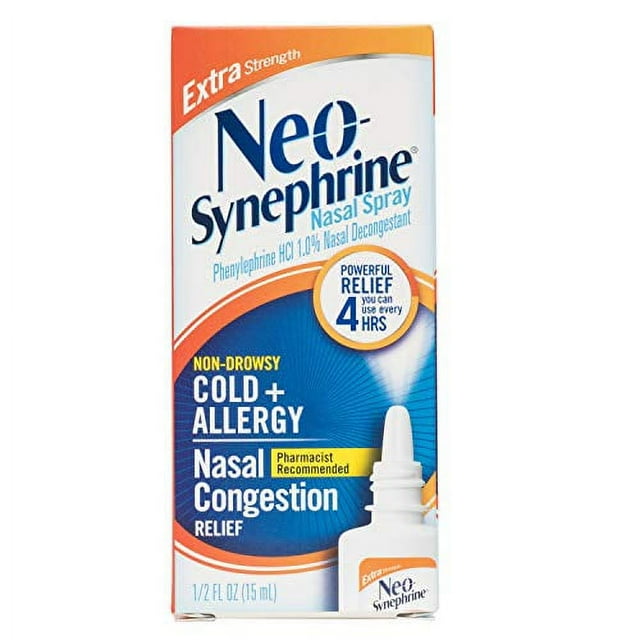 Neosynephrine, Nasal Spray for Cold Sinus Relief Extra Strength, Clear