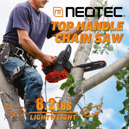 Neotec 25.4cc Gas Top Handle Chainsaw with 12'' Guide Bar and Chain 2-Stroke Engine Cut Tree Wood