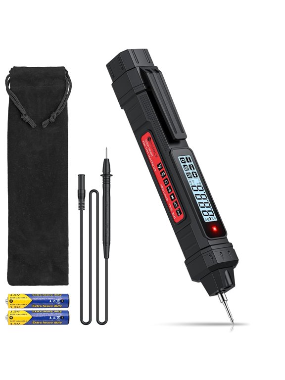 2 in 1 Pen Type Digital Multimeter Voltage Tester 4000 Counts Intelligent TRMS Multimeter Non-Contact Voltmeter for Testing AC/DC Voltage Resistance Continuity Capacitance Diode Live Wire