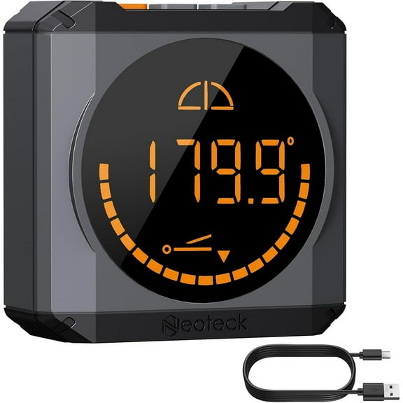 Neoteck Digital Angle Finder LED Rechargeable Level Box Protractor Bevel Gauge Inclinometer with Magnetic Base IP54 Waterproof for Woodworking Home Decoration