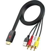 Neoteck RCA to HDMI Converter 60cm/2ft RCA to HDMI Cable Supports 169/43 Aspect Conversion Built-in RCA Cable for Game Console Plug and Play Widely Used in Wii/PS2/N64-Female RCA Input