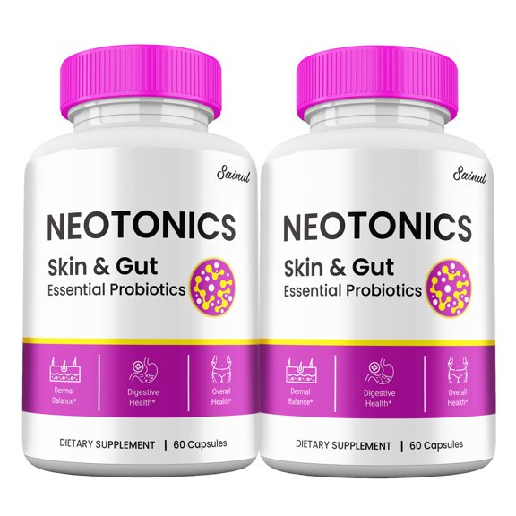 Neotonics Supplement Pills, Neotonics Skin and Gut Health Capsules, All Natural Pills Advanced Formula (2 Pack)