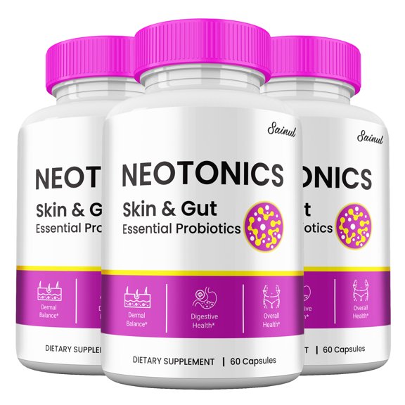 Neotonics Supplement Pills, Neotonics Skin and Gut Health Capsules, All Natural Pills Advanced Formula (3 Pack)