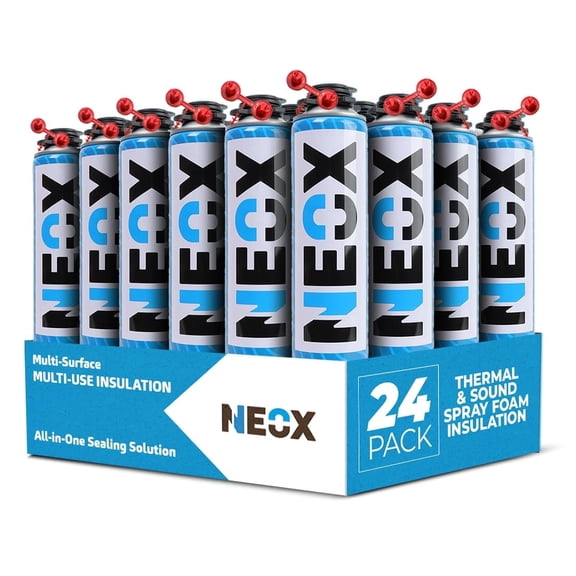 Neox Closed Cell Spray Foam for Insulation - 24 x 29.6 Oz High-Density Polyurethane Cans, Covers 480 Sq.Ft., Includes Nozzle, (No Spray Gun)