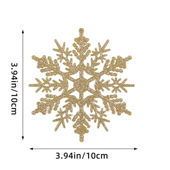 Neoyler 12 Pack Christmas Decorations Snowflake Pendant for Christmas Tree with Unique Dusting Effect and Hollow Design Suit for Creating Festive Ambiancein Home 3.9in Gold