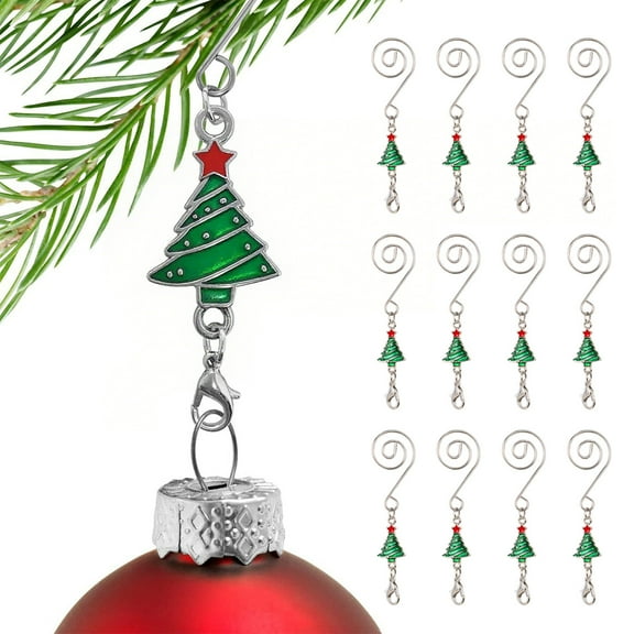 Neoyler 12 Pack Christmas Stocking Hooks with Sturdy Metal Construction for Secure Ornaments Hanging and Festive Decor Suit for Holiday Season 4.7x3.5x0.4in