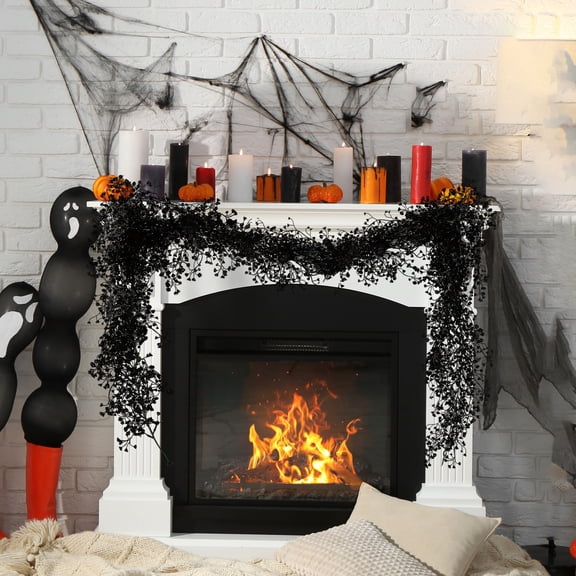 Neoyler 2 Pack Artificial Plants Indoor Maple Leaf Vines for Halloween Decoration with Realistic Texture for Parties or Weddings 68.9in Black