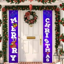 Neoyler 2 Pack Christmas Couplet Door Curtain Christmas Decorations Waterproof Polyester Holiday Door Cover with Hanging Holes Festive Calligraphy Design for Doorway Purple 11.8x70.9in