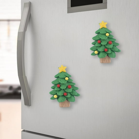Neoyler 2 Pack Christmas Decorations Christmas Ornaments Holiday Refrigerator Magnets Magnetic Stickers Unique Christmas Designs for Kitchen Office Cheerful Festive Decor Family Gathering 5.9in Green