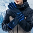 thumbnail image 1 of Neoyler 2 pack Winter Gloves Fleece Lined Thermal Gloves Touchscreen Unisex Warm Thick Cold Resistant Windproof for Driving Cycling Skiing Outdoor Commuting Blue 9.8x4.7in, 1 of 6
