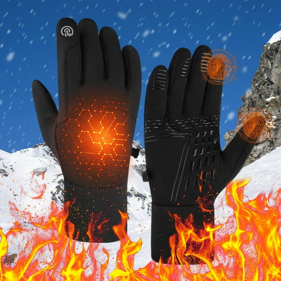Neoyler 2 pack Winter Gloves Touchscreen Insulated Non Slip Thermal Ski Cycling for Men and Women Windproof Soft Fleece Lined Palm Grip Outdoor Riding Hiking Cold Weather Warmth Black 10.6in