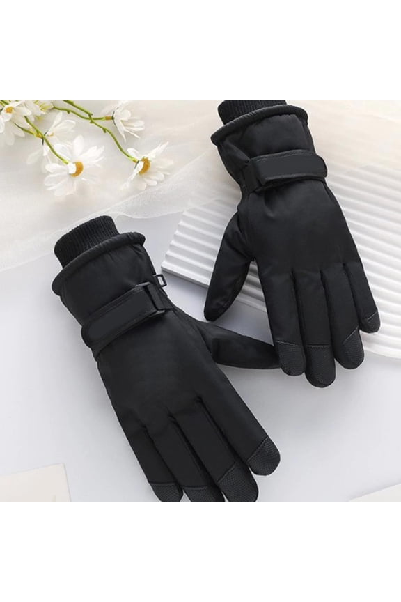 2 pack Winter Waterproof Touchscreen Cycling Gloves with Fleece Lining and Anti Slip Palm for Cold Weather Outdoor Commuting Skiing Windproof Adjustable Wrist Black 11x4.3x1.6in