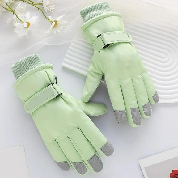 Neoyler 2 pack Winter Waterproof Touchscreen Cycling Gloves with Fleece Lining and Anti Slip Palm for Cold Weather Outdoor Commuting Skiing Windproof Adjustable Wrist Green 11x4.3x1.6in