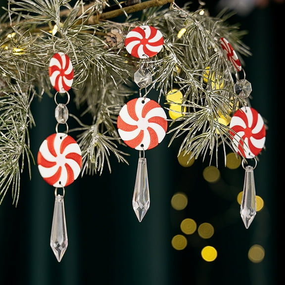 Neoyler 3 Pack Christmas Candy Decorations Peppermint Ornaments Holiday Party Supplies for Tree Wreath Indoor Festive Decor Versatile Long Lasting Design for Events 6.3x1.6in Red