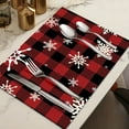 thumbnail image 1 of Neoyler 4 Pack Christmas Placemat Table Mat Christmas Thanksgiving Decorations Enhances Dining with Festive Designs Made From Easy to Clean Materials for Holiday Gatherings Meals 17.7x11.8in Red, 1 of 8
