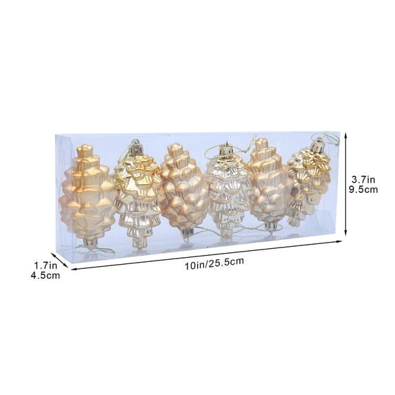 Neoyler 6 Pack Christmas Tree Decorations Christmas Ornaments Lightweight Shatterproof Plastic Hanging Pendants with Easy Lanyard for Tree Mantel Window Party Home Decor Gold 3.5in