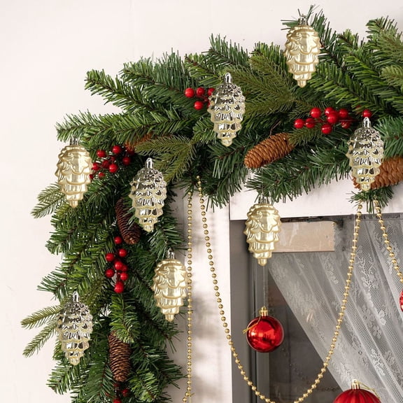 Neoyler 8 Pack Christmas Ornaments Set Shatterproof Hanging Plastic Balls Gift Box Painted Finish Lightweight Easy to Hang for Christmas Tree Mantel Outdoor Party Wedding Decor Gold 5.6x3.8x3.8in