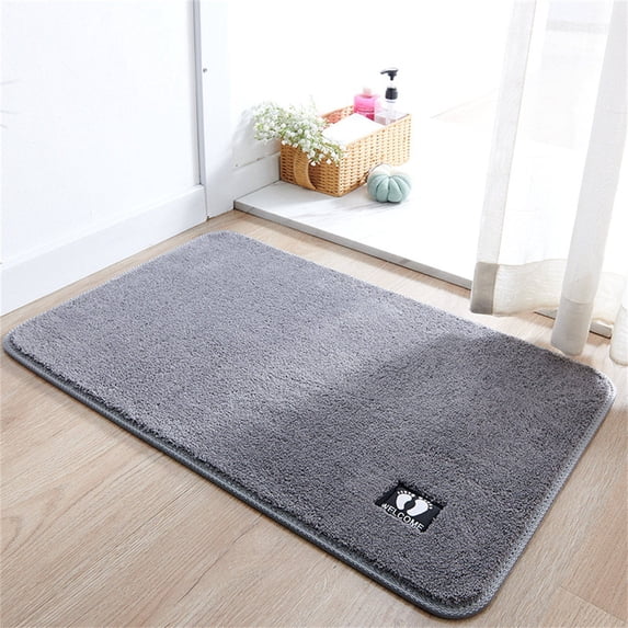 Neoyler Absorbent Bathroom Floor Mat Indoor Door Mat Welcome Mat Front Door Mat Quick Drying Soft Memory Fabric Non Slip Backing Easy Wash for Entryway Bathroom and Dormitory Gray 0in