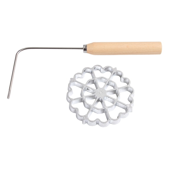Neoyler Aluminum Alloy Rosette Cookie Maker with Detachable Wooden Handle Easy to Use Safe Multipurpose Frying Tool for Baking Snacks and Holiday Treats Kitchen I