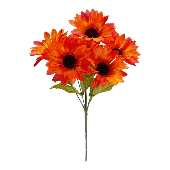 Neoyler Artificial Sunflower Bouquet Fake Plants for Indoor and Outdoor Decor with Realistic Silk Flowers and Greenery Suit for Thanksgiving Harvest Festival and Home Arrangement 12.2x6.3x2in Orange