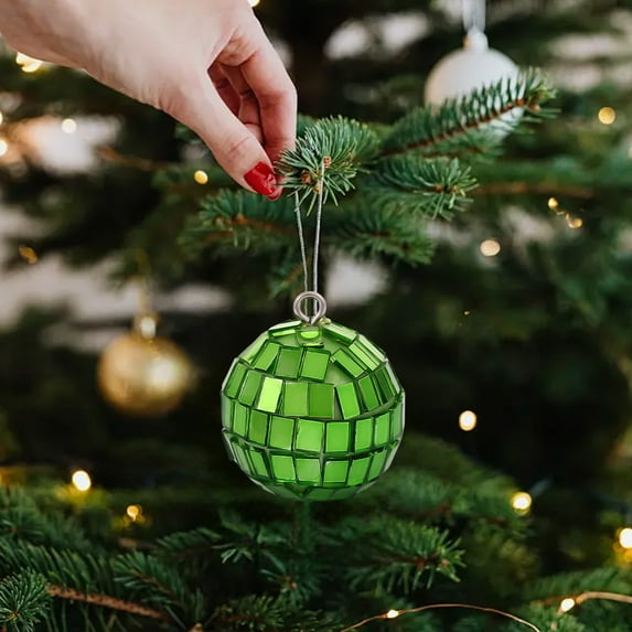 Neoyler Christmas Decorations Set Glass Mirror Reflective Balls for Home Bar Party Wedding Photography Props Baking Cake Table Shelves Decor Shatterproof Vintage Classic Ornaments 2in Green