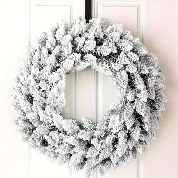 Neoyler Christmas Decorations Velvet Wreath with Festive Floral Design for Front Door and Holiday Gatherings Decor 17.7in White