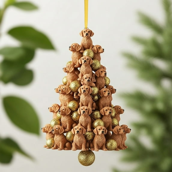 Neoyler Christmas Tree Ornaments Cute Animal Stack Decorations with Ribbon for Holiday Christmas Decorations Suit Gift and Home Decor 3.1in Brown