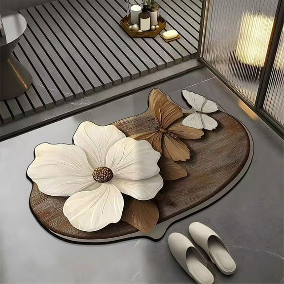 Neoyler Diatomaceous Earth Bath Mat Door Mat Super Absorbent Quick Dry Non Slip Odor Reducing Soft Warm Surface for Bathroom Vanity Tub Front Indoor Door Mat Gray 78.7x78.7in