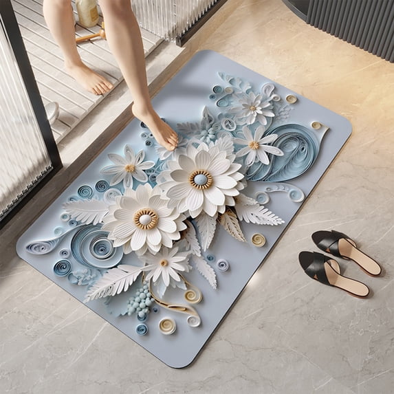 Neoyler Diatomite Bath Mat Front Door Mat Welcome Mat Quick Drying Non Slip Absorbent Soft Microfiber Top TPR Backing Machine Washable Multipurpose for Bathroom Entryway Multicolor 23.6in