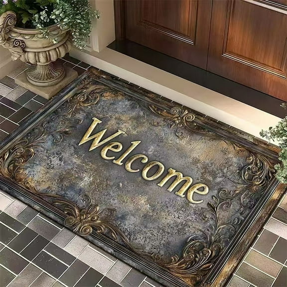 Neoyler Door Mat Diatomite Absorbent Welcome Mat Slip Proof Quick Dry Entry Mat Vintage Texture Soft Step Relaxed Pressure Resistant Wear Proof Easy Care for Indoor Front Door Multicolor 23.6x15.7in