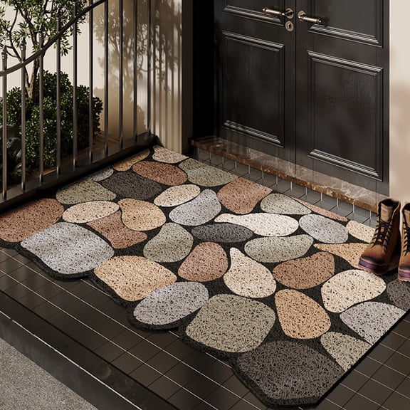 Neoyler Door Mat Welcome Mat Front Door Mat Non Slip Silk Loop Scraper Cut to Suit Heavy Duty PVC Dirt and Mud Removal Easy Clean Indoor Outdoor Entrance Multicolor 15.7x23.6in