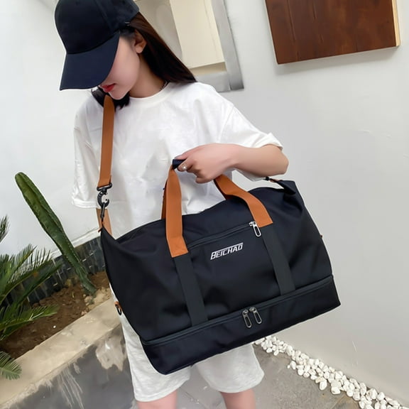 Neoyler Expandable Large Travel Tote Bag with Trolley Sleeve Wet Pocket Multifunctional Carry On Overnight Duffel for Women Suit for Gym Sports Travel Hiking Yoga Camping Fishing