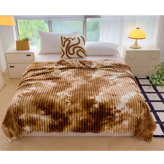 Neoyler Fleece Throw Blanket Milk Velvet Flannel Plush Thickened Soft Cozy Blanket for Couch Sofa Nap Office Use Winter Machine Washable Easy Care for Home Brown 59x78.7in
