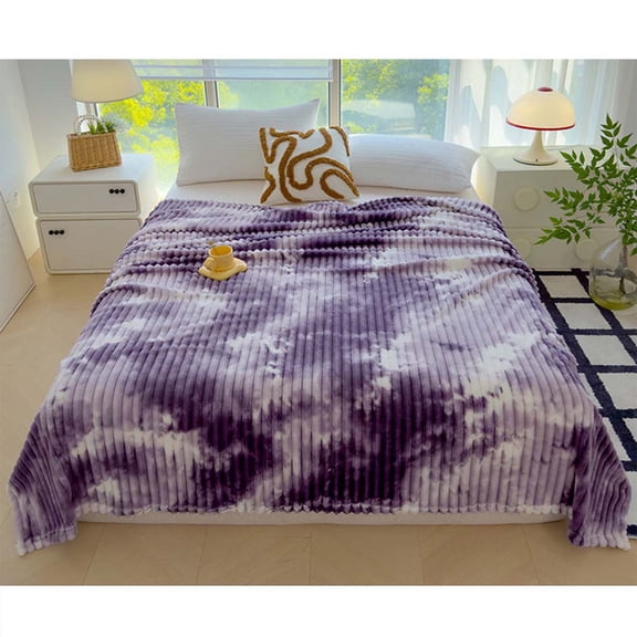 Neoyler Fleece Throw Blanket Milk Velvet Flannel Plush Thickened Soft Cozy Blanket for Couch Sofa Nap Office Use Winter Machine Washable Easy Care for Home Purple 59x78.7in