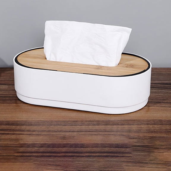 Neoyler Floating Wooden Paper Towel Box with Plastic Structure for Living Room Coffee Table User Friendly Design for Easy Dispensing Compact Size 8.74x4.72x2.36in Long Lasting Build